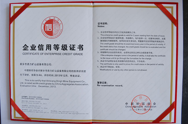 企業(yè)信用等級證書